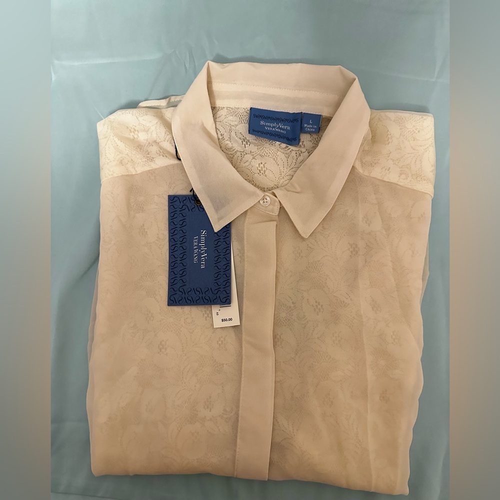 Simply Vera Vera Wang Cream Lace Collared Blouse